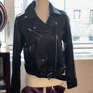 Zara faux leather motorcycle jacket